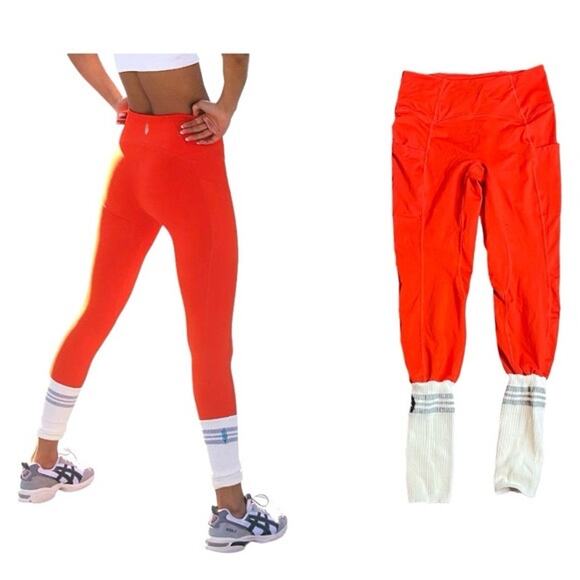 Free People FP Movement Sock It To Me Leggings Orange Size Small - Picture 1 of 8